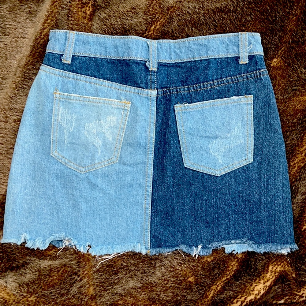 Sunset+Spring Patchwork Denim Mini Skirt - Picture 9 of 13